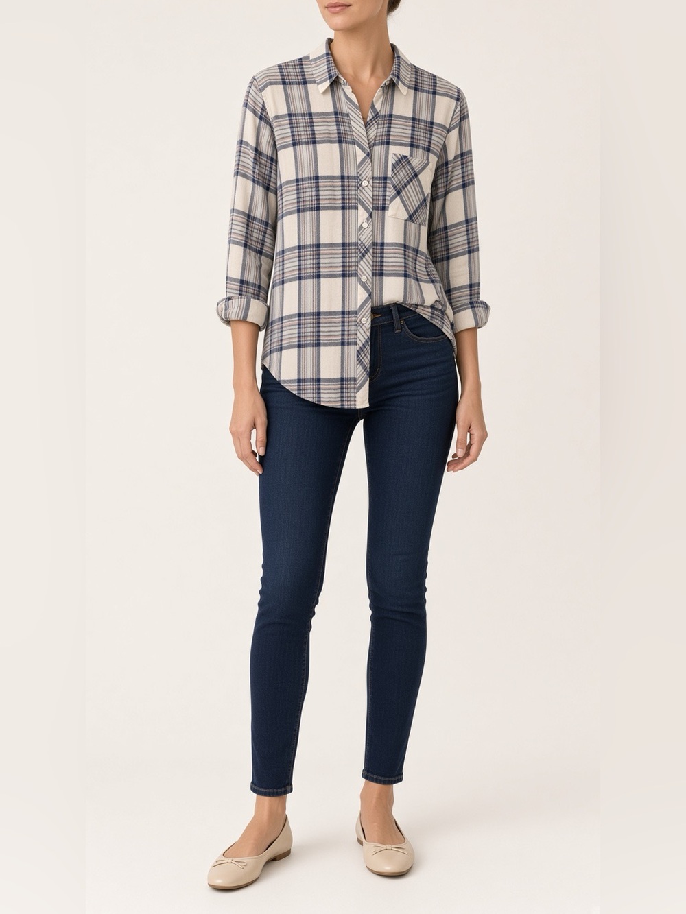Rails Hunter” Cream, Blue, Dusty Rose Button-Down Shirt